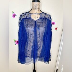 Free People Joyride Sheer Embroidered Ruffle Top